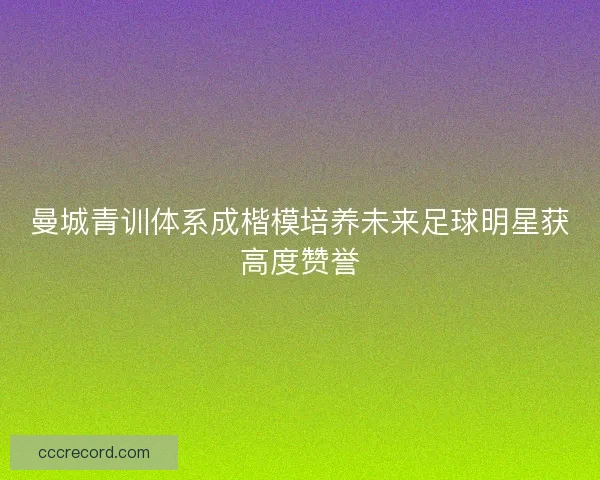 曼城青训体系成楷模培养未来足球明星获高度赞誉