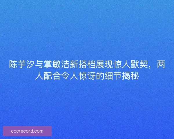 陈芋汐与掌敏洁新搭档展现惊人默契，两人配合令人惊讶的细节揭秘